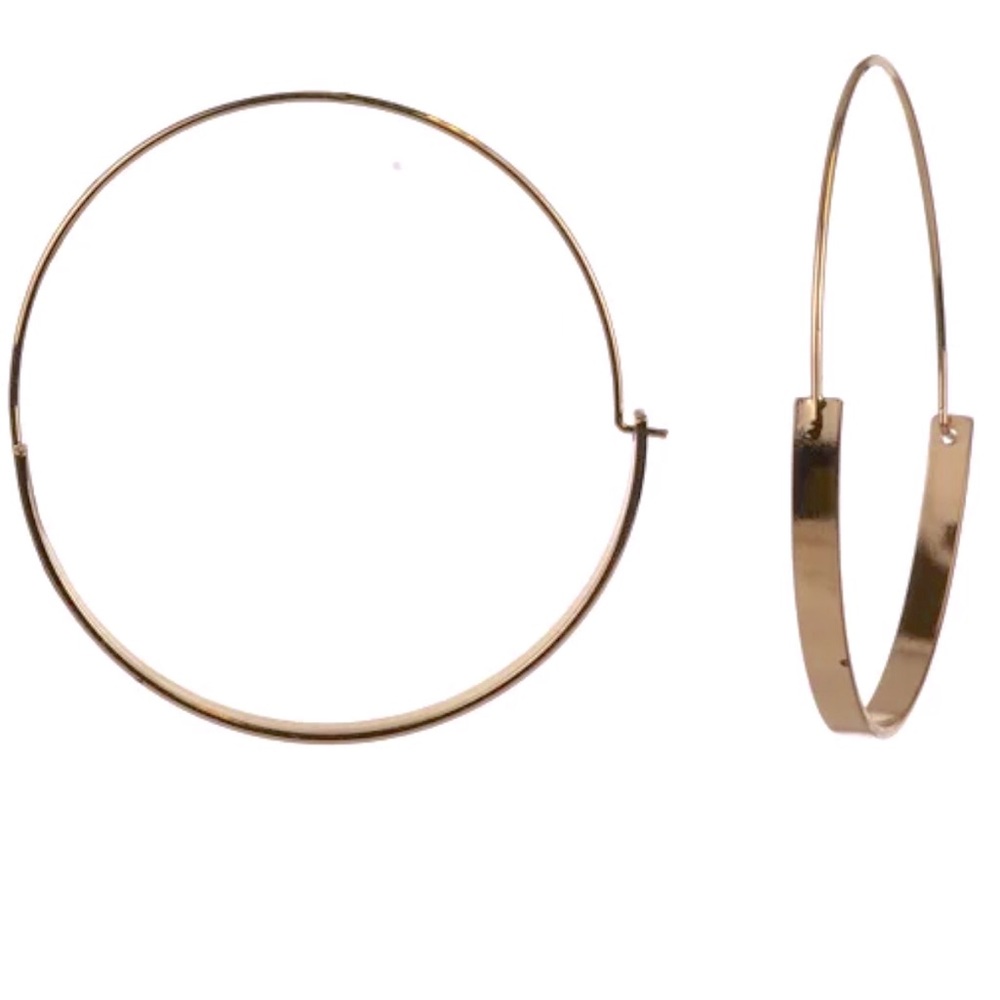 🆕NEW Gold-Tone Large Double-Width Hoop Earrings